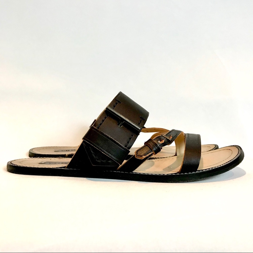 Reed Krakoff black leather flat sandals